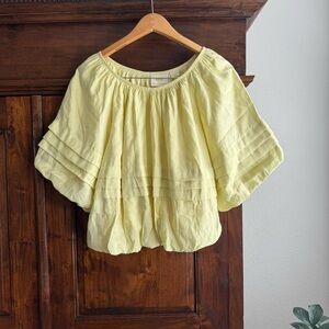 Maeve by Anthropologie light yellow puff sleeve top